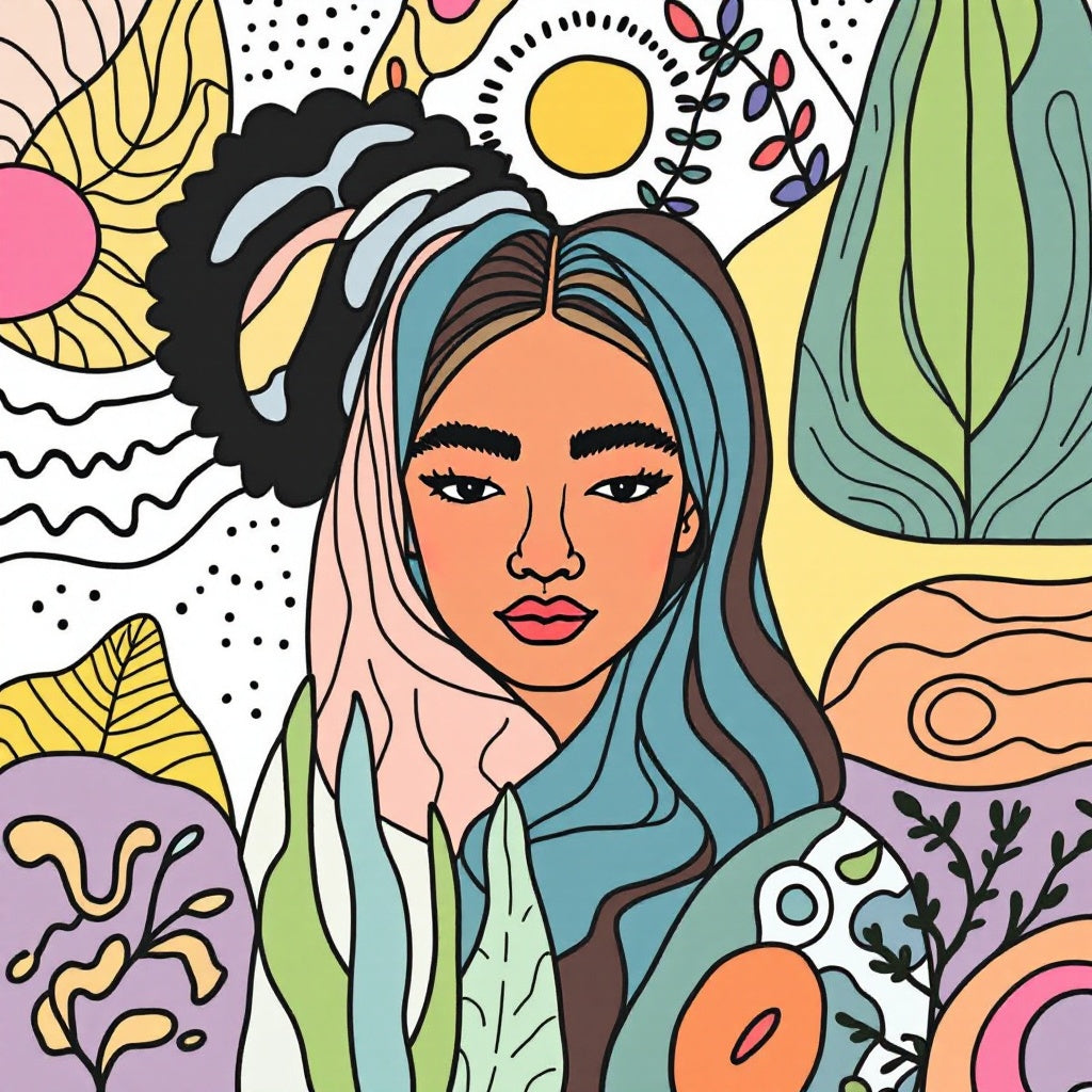 Boho Floral Butterfly Woman Portrait