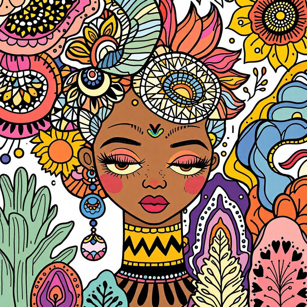Bohemian Tropical Floral Portrait Print