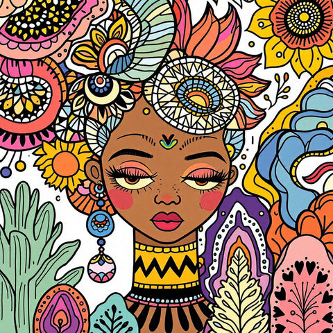 Bohemian Tropical Floral Portrait Print