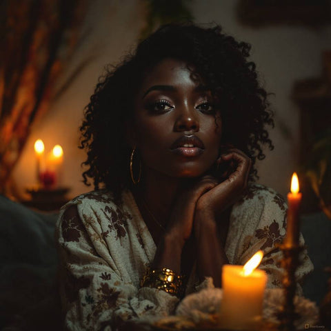 Contemplative Candlelight Portrait — No. 288 — Digital Wall Art