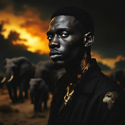 Portrait with Elephants Digital Art — No. 026 — Digital Wall Art