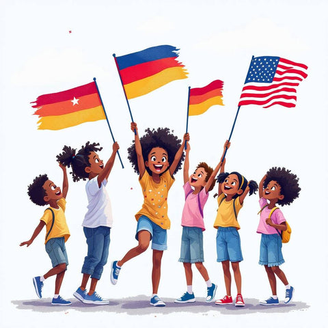 Children Holding Flags Wall Art — No. 538 — Digital Wall Art