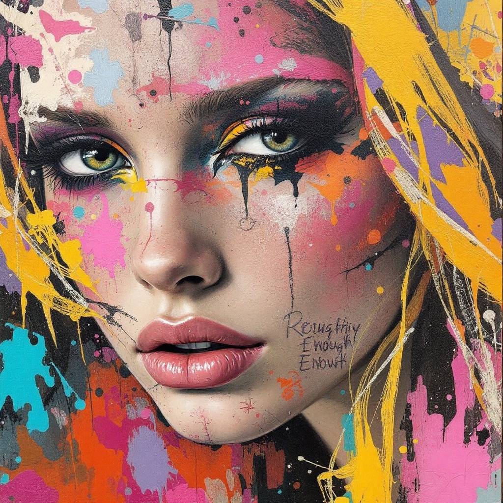 Electric Neon Portrait Print — No. 322 — Digital Wall Art