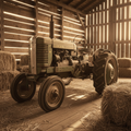Green Tractor in the Barn