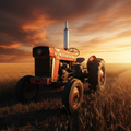 Vintage Red Tractor Close-Up