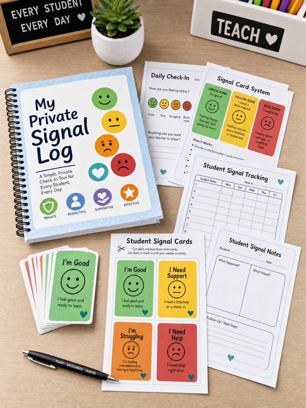 My Private Signal Log — Classroom Check-In Tool for Teachers