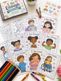 I Am Enough: Diverse Kids Affirmation Coloring Cards — Printable SEL Activity (Digital PDF)