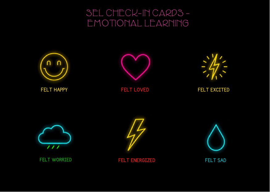 Neon SEL Check-In Cards (5-Pack) | Black Edition