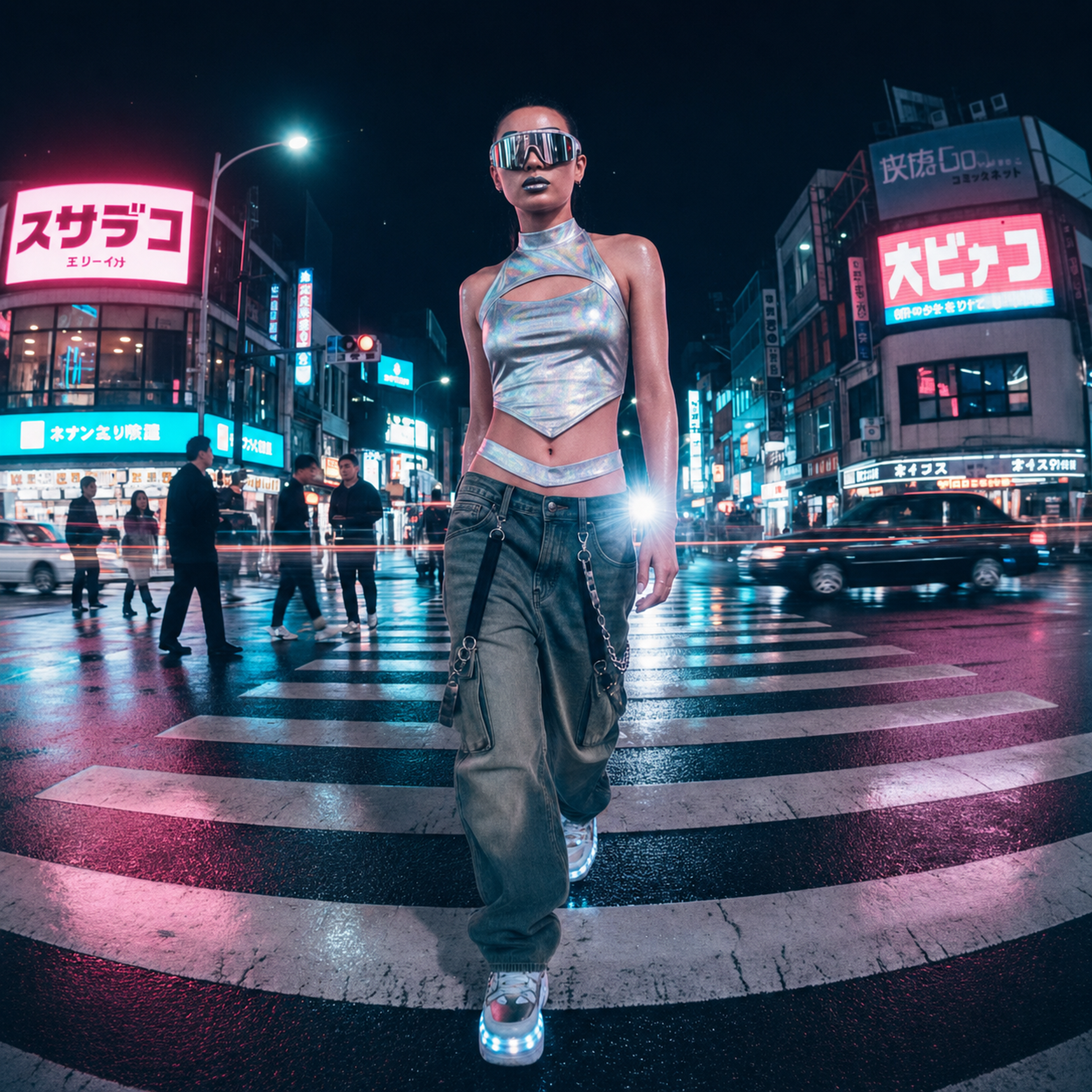 Tokyo Neon Street Cyber Fashion Card