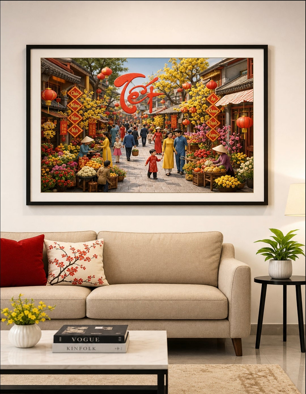 Vietnamese Tết 3D Market Scene | Mâm Ngũ Quả Festival Art | 3 Style Variations Included