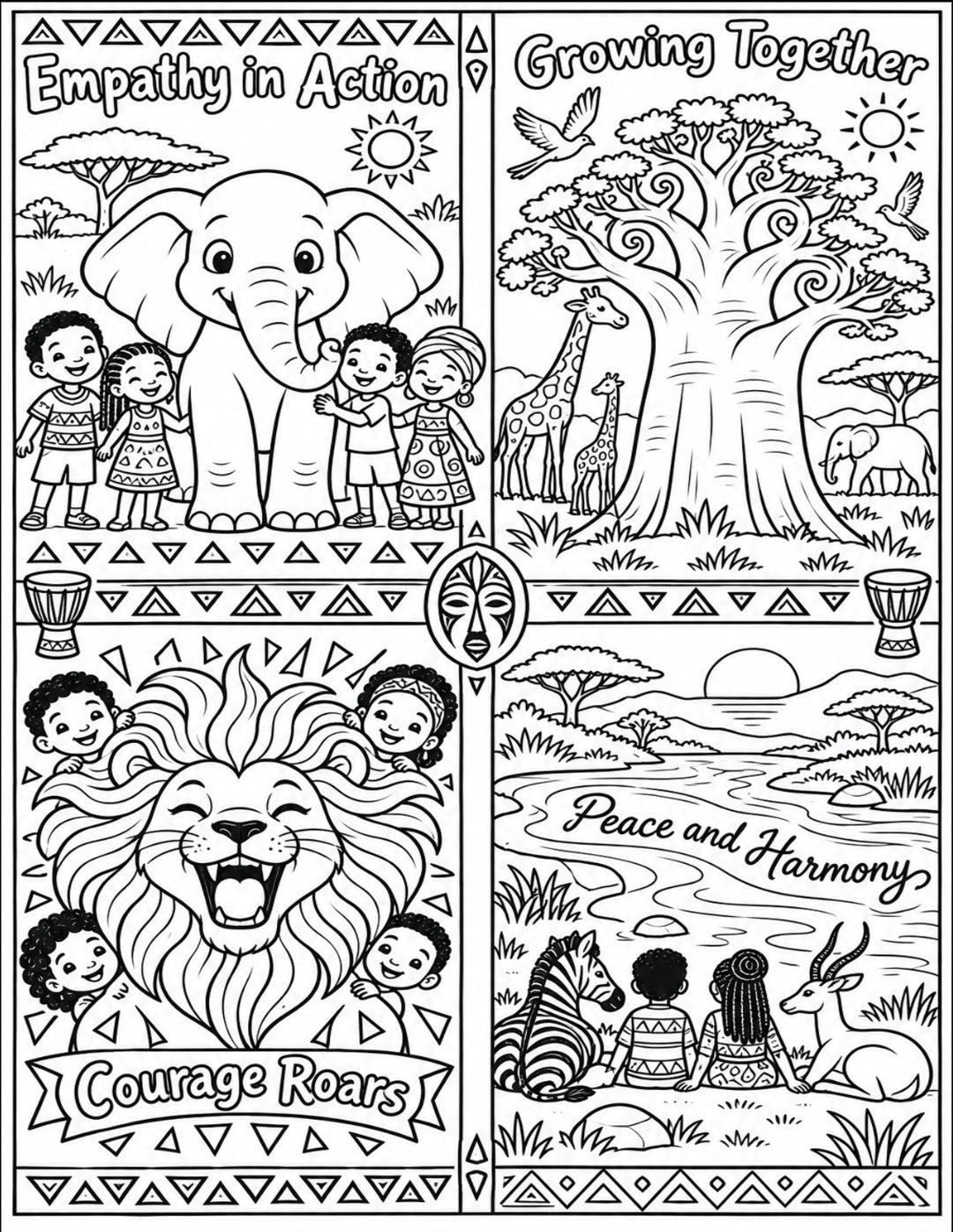 Make Your Own Mini Coloring Book — Africa | 20 Pages | Cut, Color & Assemble | SEL | Scissor Skills