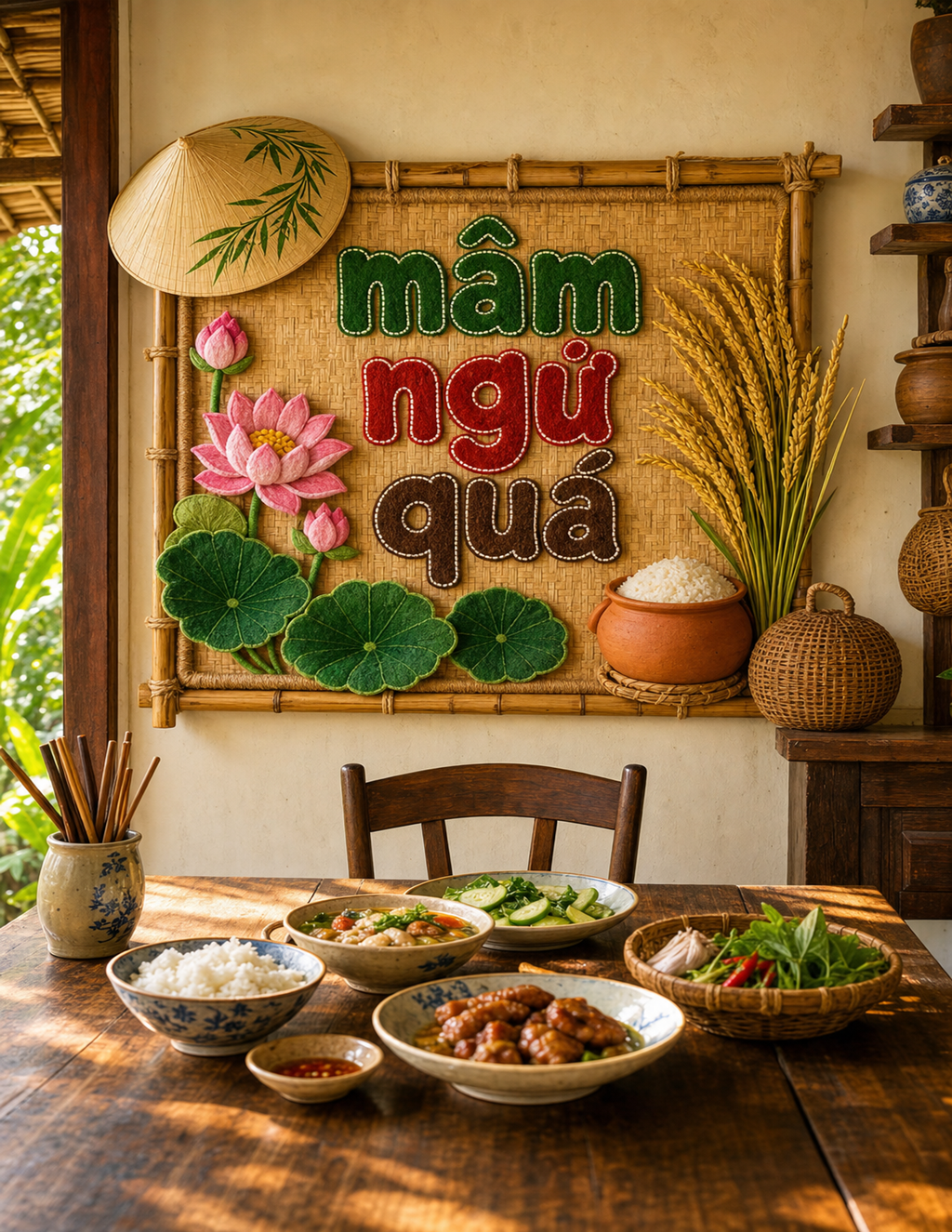 Vietnamese Wall Art Set of 3 | Mầm Ngủ Quá Collection | Nursery + Rustic Home + Tết Decor | Cultural Heritage Gallery | Baby Shower & Housewarming Gift
