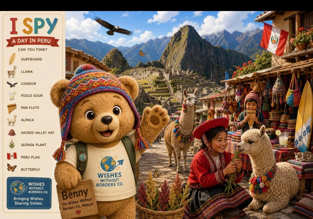 I Spy With Benny the Bear: World Explorer Edition | 8-Country Landscape Activity Posters | Printable Digital Download