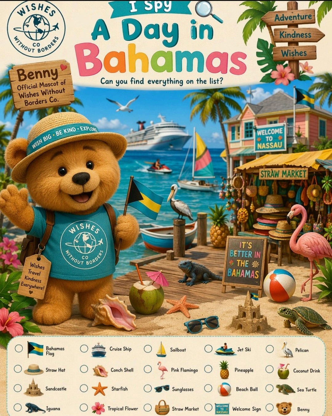 I Spy With Benny the Bear: 27 Countries Around the World | Multicultural Search & Find Activity Book | Printable Digital Download for Kids