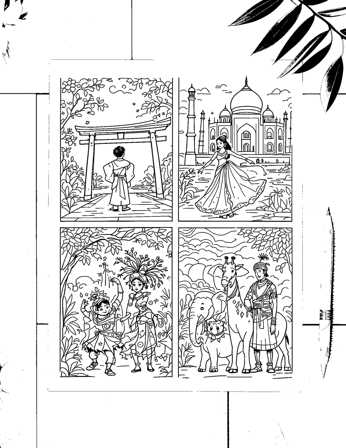 Multicultural Kids Around the World Coloring Book | 16 Printable Pages | Diverse Cultures & Landmarks | Educational Geography Activity | Instant Download