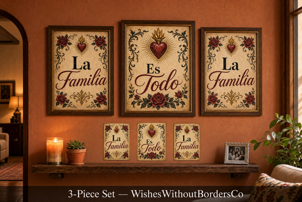 La Familia Es Todo Printable Wall Art Set | 3-Piece Hispanic Home Decor | Latino Family Silhouette Wall Art | Quinceañera Gift Digital Download