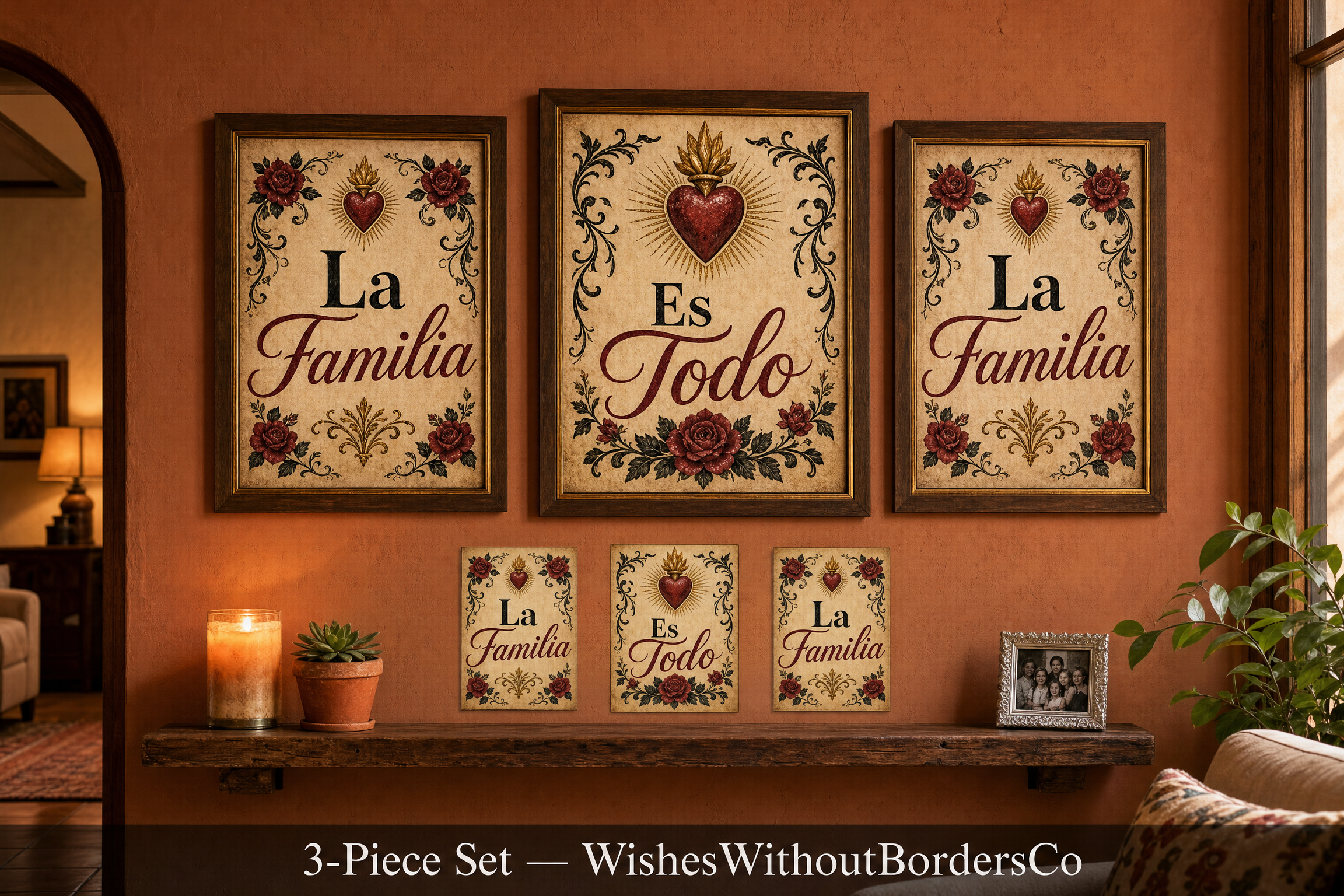 La Familia Es Todo Printable Wall Art Set | 3-Piece Hispanic Home Decor | Latino Family Silhouette Wall Art | Quinceañera Gift Digital Download