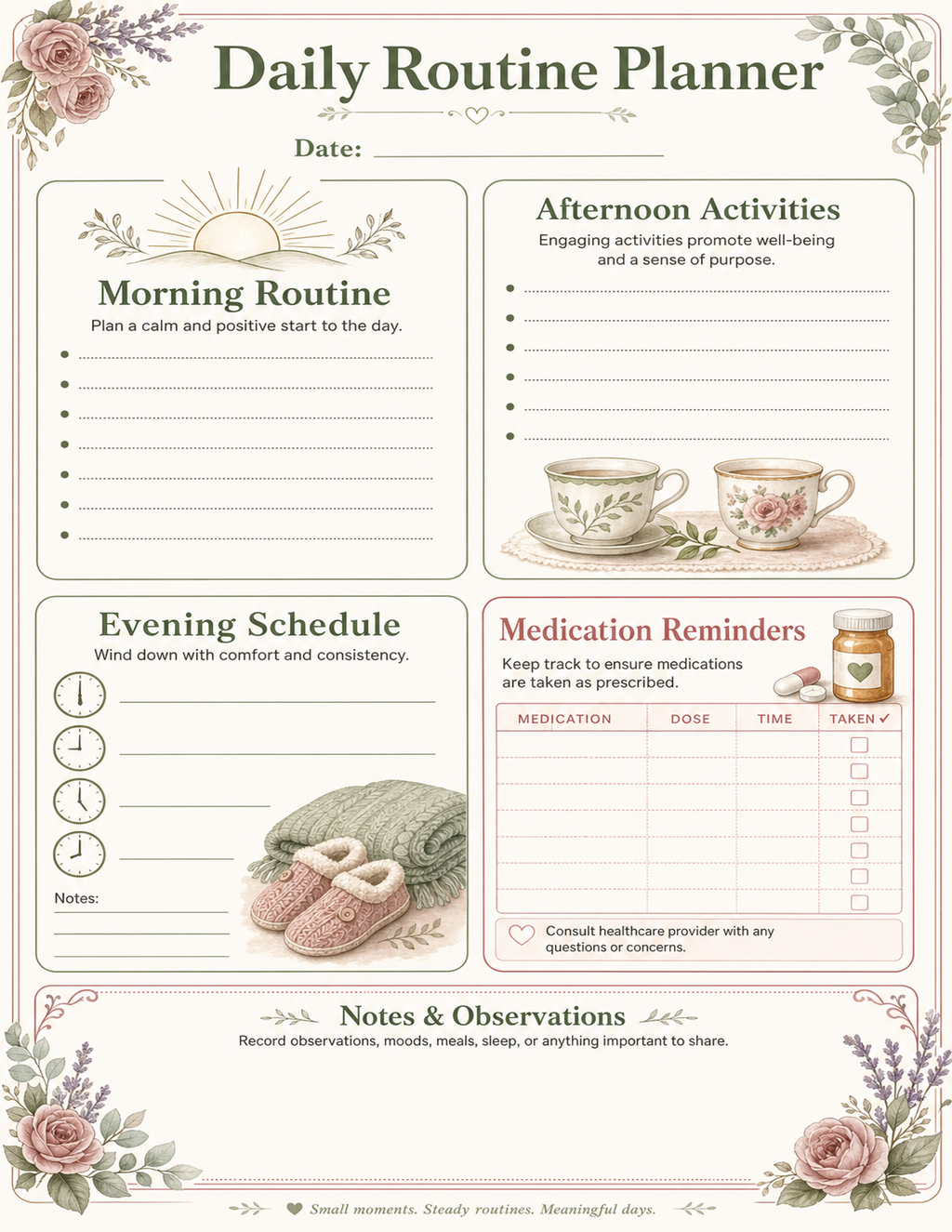 Golden Years Care Bundle | Dementia & Memory Care Guide for Families & Caregivers | 20-Page Printable PDF | Daily Routine Planner, Wellness Tracker & Checklists
