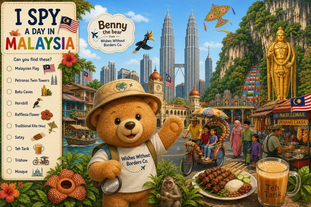 I Spy With Benny the Bear: World Explorer Edition | 8-Country Landscape Activity Posters | Printable Digital Download