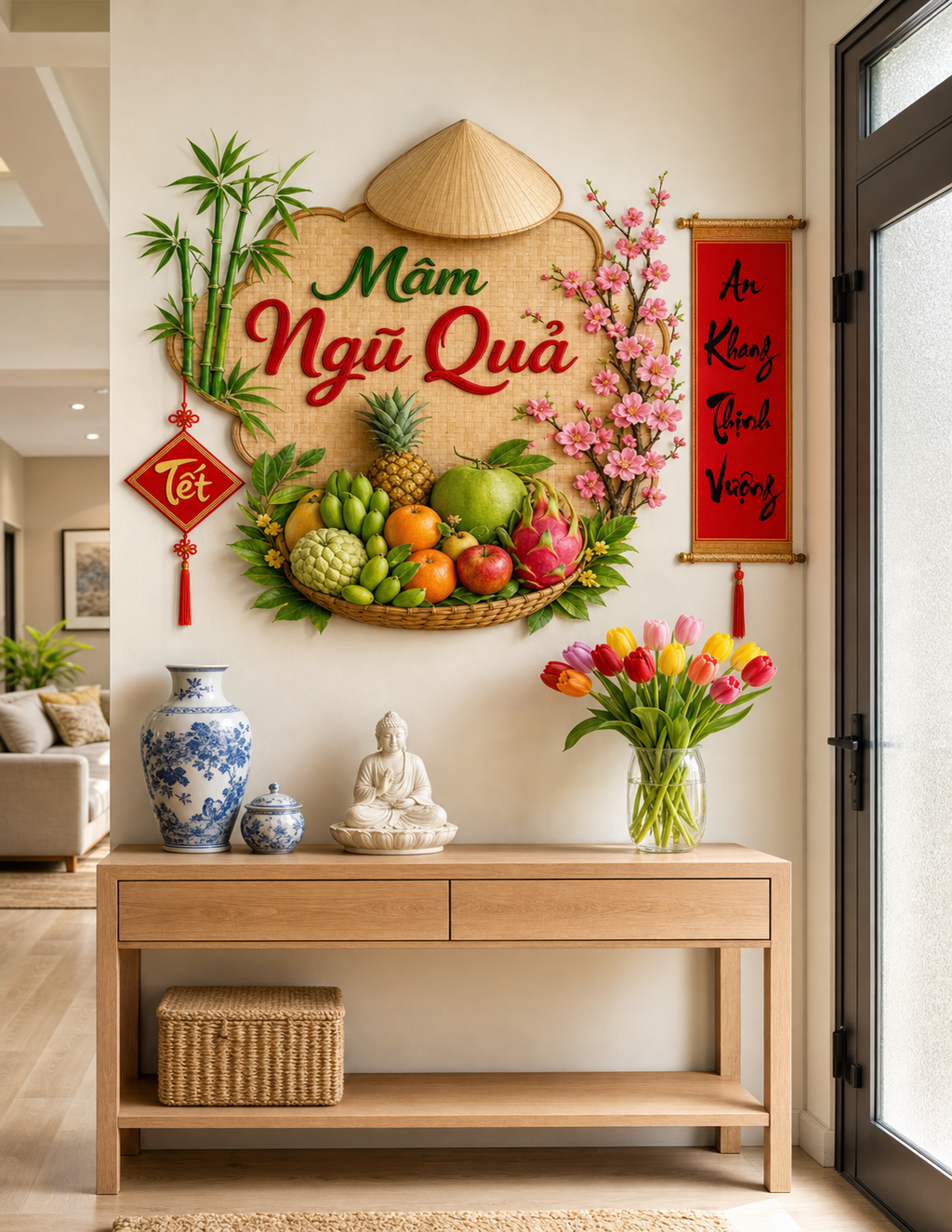 Vietnamese Wall Art Set of 3 | Mầm Ngủ Quá Collection | Nursery + Rustic Home + Tết Decor | Cultural Heritage Gallery | Baby Shower & Housewarming Gift