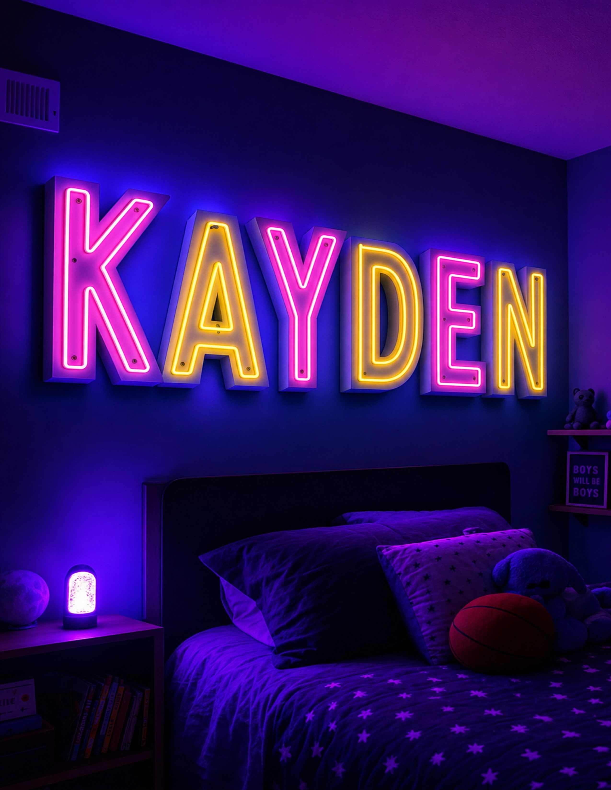 DIY Neon Name Sign Kit — 2 Styles A-Z + 0-9 | Printable Blacklight Glow Letters | Kids Room Decor | UV Highlighter Trace Art | Instant Download