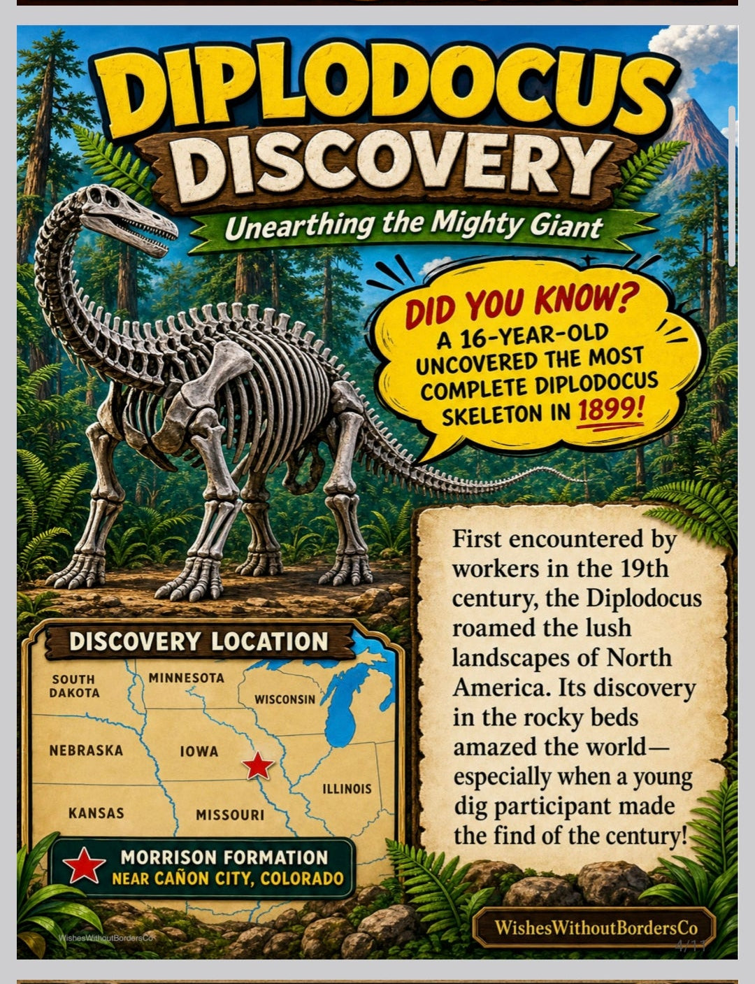 10 Dinosaurs Discovered by Kids — Premium Classroom Poster Set