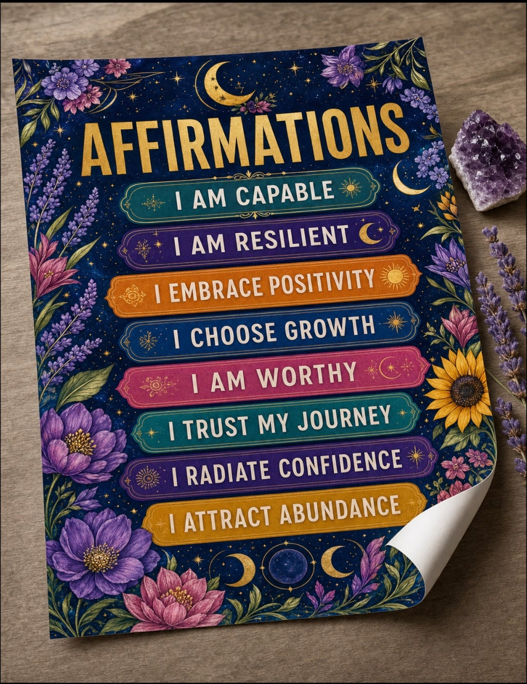 Vibrant Affirmation Printable Poster for Confidence & Positivity
