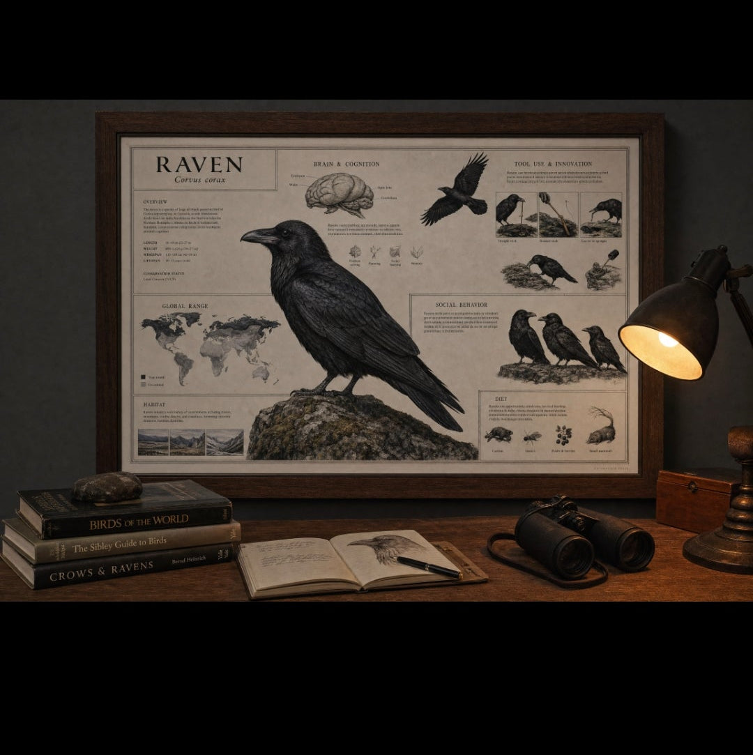 The Common Raven Infographic Poster | Corvus Corax | Science Classroom Decor | Bird Anatomy & Behavior | Wildlife Education Print | Digital Download