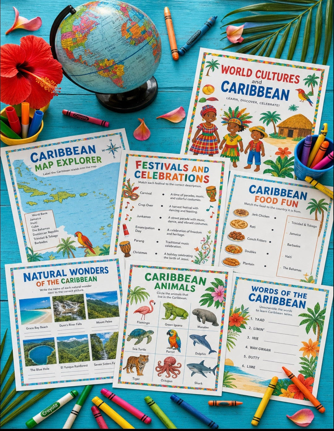 World Cultures and Caribbean Activity Pack for Kids | 20-Page Printable Homeschool Workbook | Cultural Awareness, Geography & Social Studies | Educational Digital Download