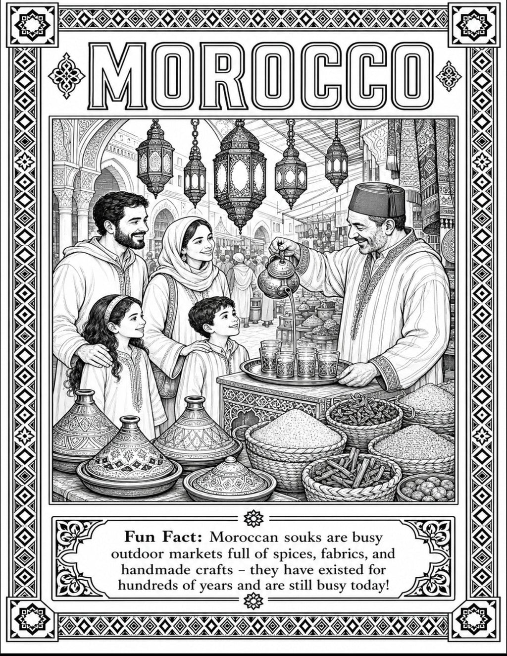 Around the World Coloring Book: Africa Edition | 22 Cultural Coloring Pages + Fun Facts | Educational Geography PDF for Kids