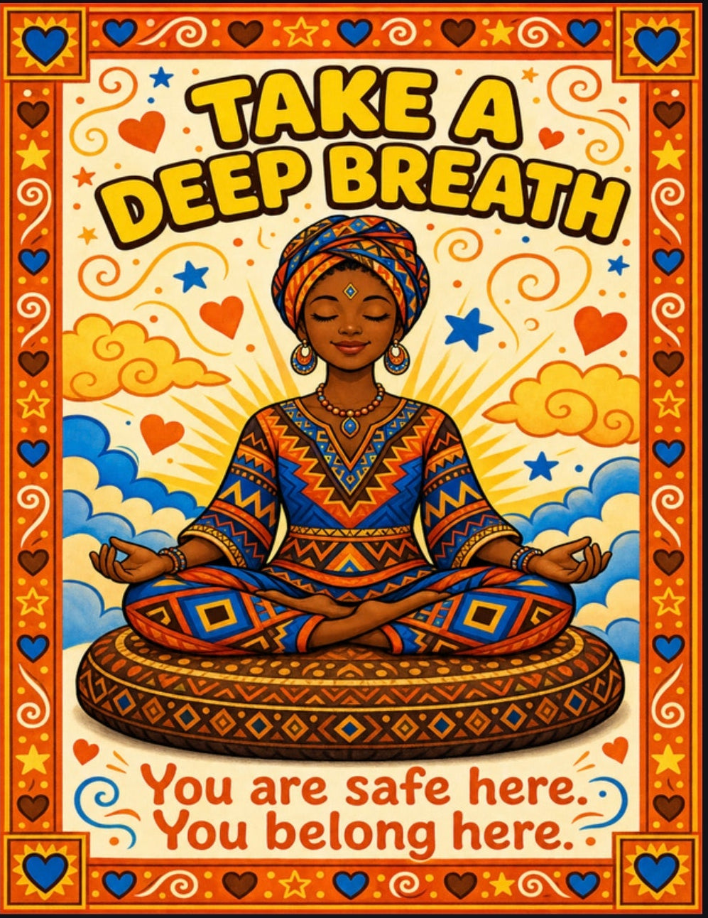 Take a Deep Breath Poster | Mindfulness Wall Art | Diverse Calming Corner Decor | Meditation Print | You Belong Here | Digital Download