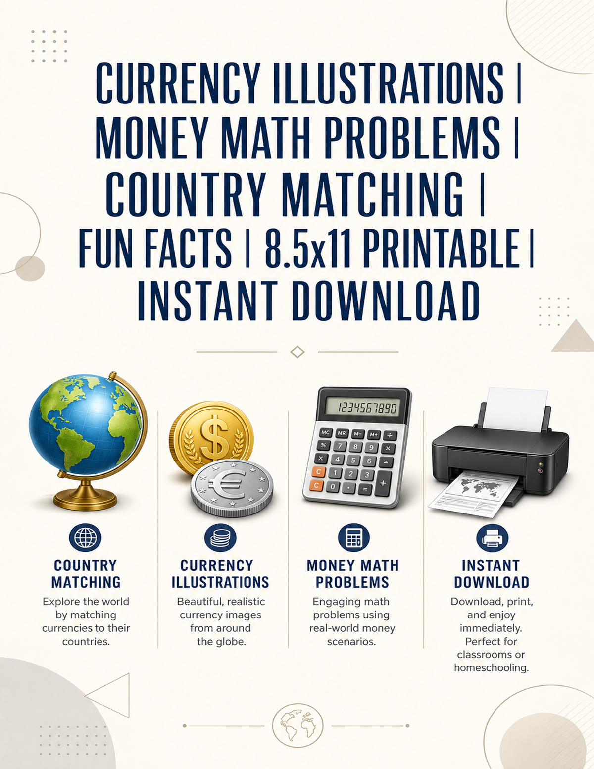 World Currency Coloring & Learning Book for Kids | Money Math, Geography & Fun Facts | Printable Educational Activity | Instant Download