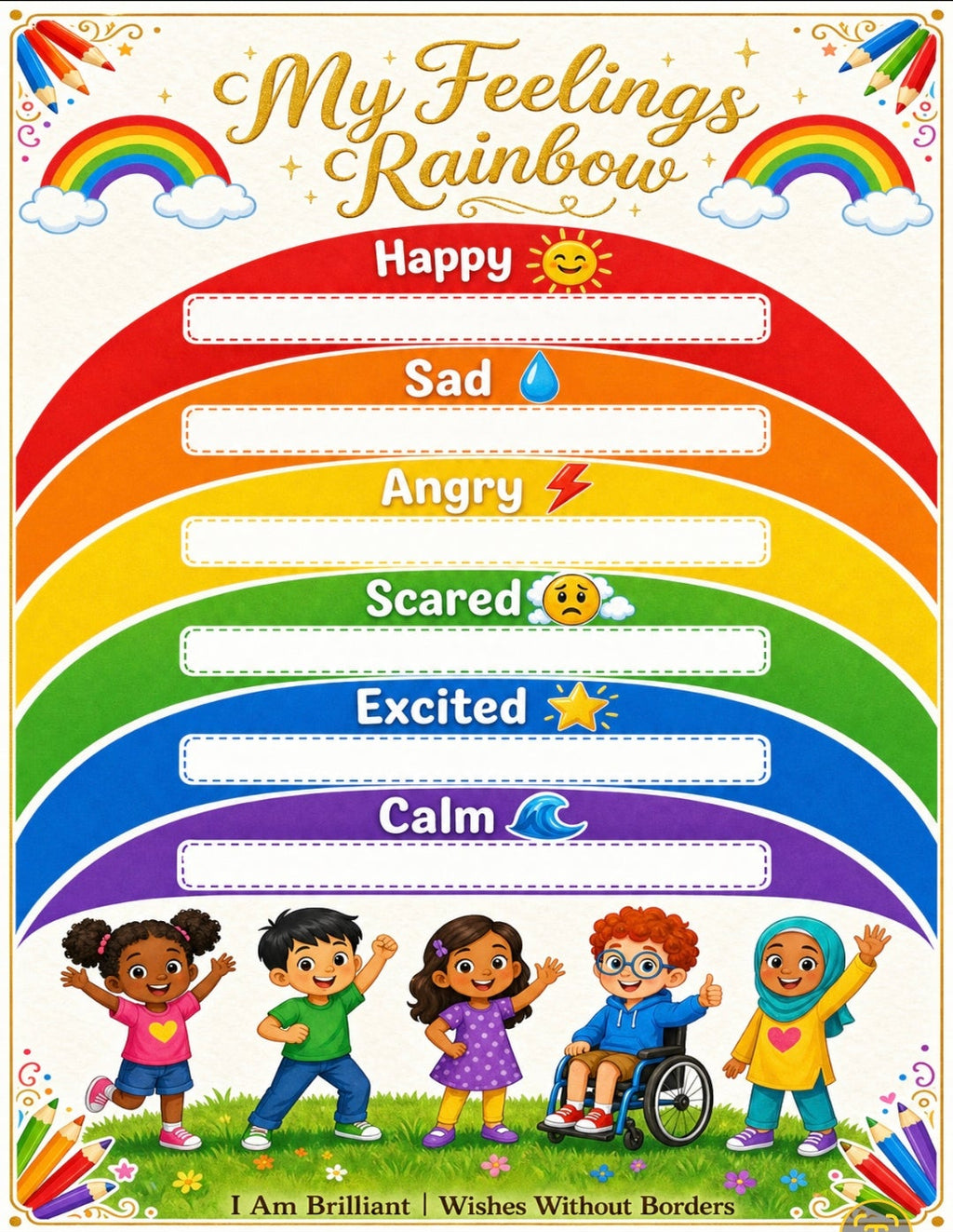 I Am Brilliant — Multicultural Affirmation & Activity Kit for Kids | Self-Esteem Building | Coloring, Writing Prompts & Positive Affirmation Cards | Printable PDF