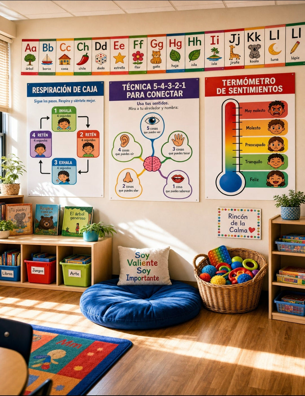Rincón de Calma — 15 Carteles SEL en Español | Aprendizaje Socioemocional | Decoración de Clase Bilingüe | Recursos para Consejeros Escolares | Mentalidad de Crecimiento