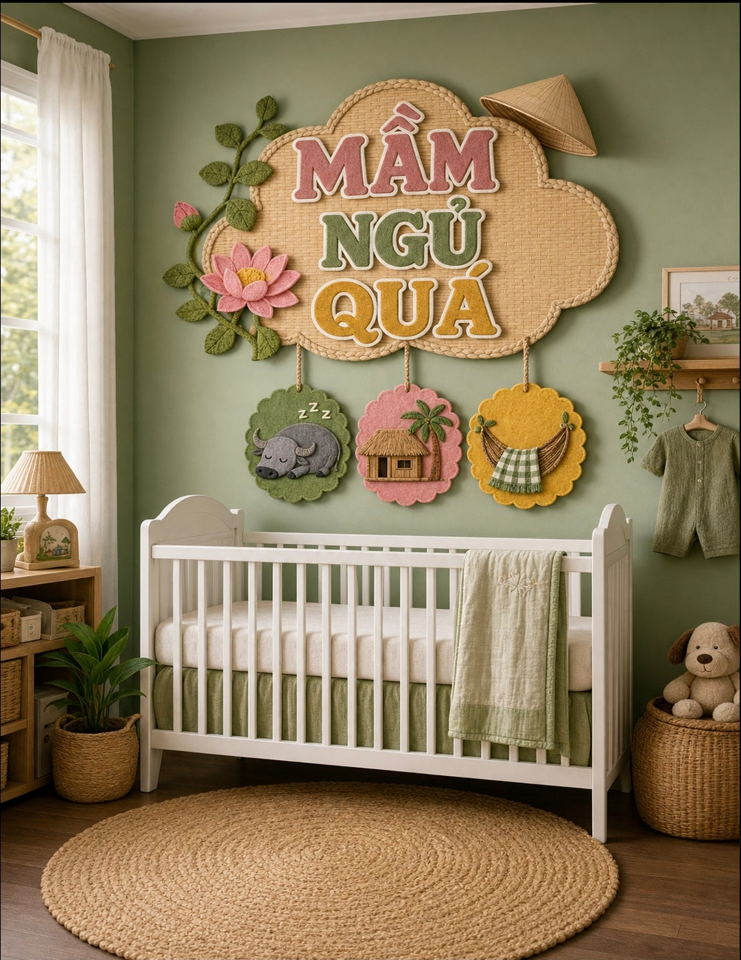 Vietnamese Wall Art Set of 3 | Mầm Ngủ Quá Collection | Nursery + Rustic Home + Tết Decor | Cultural Heritage Gallery | Baby Shower & Housewarming Gift