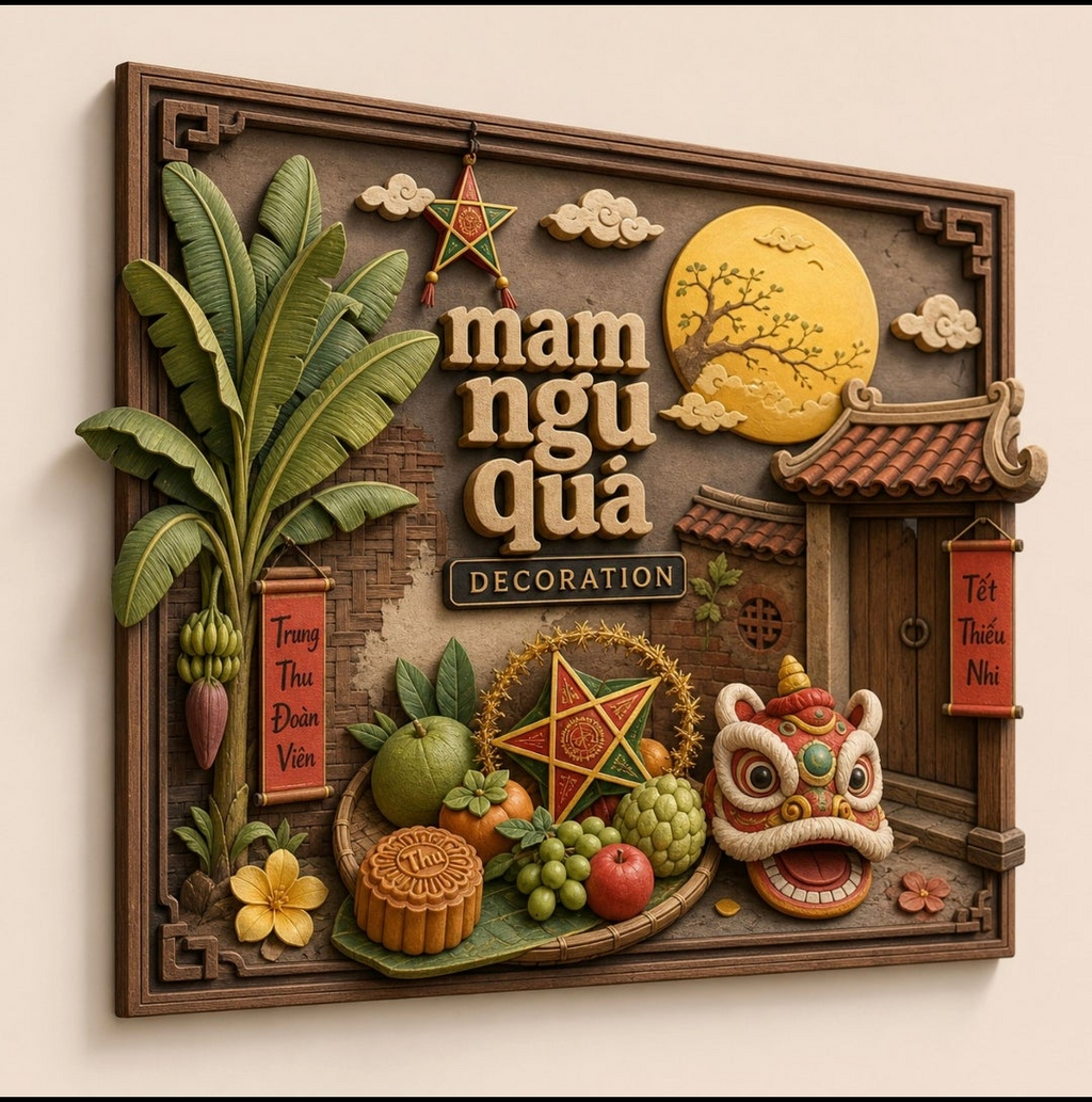 Vietnamese Tết 3D Market Scene | Mâm Ngũ Quả Festival Art | 3 Style Variations Included
