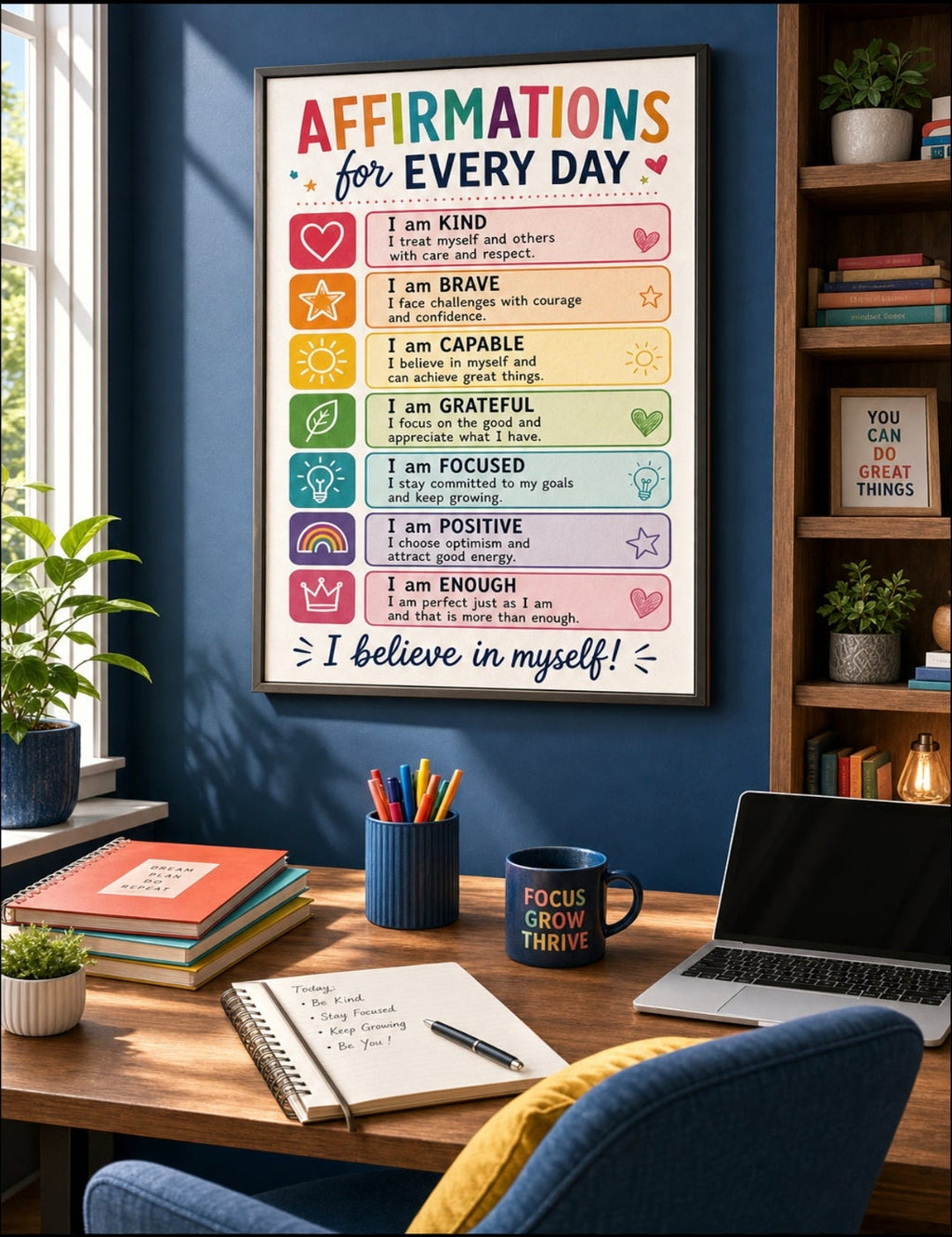 Vibrant Affirmation Printable Poster for Confidence & Positivity