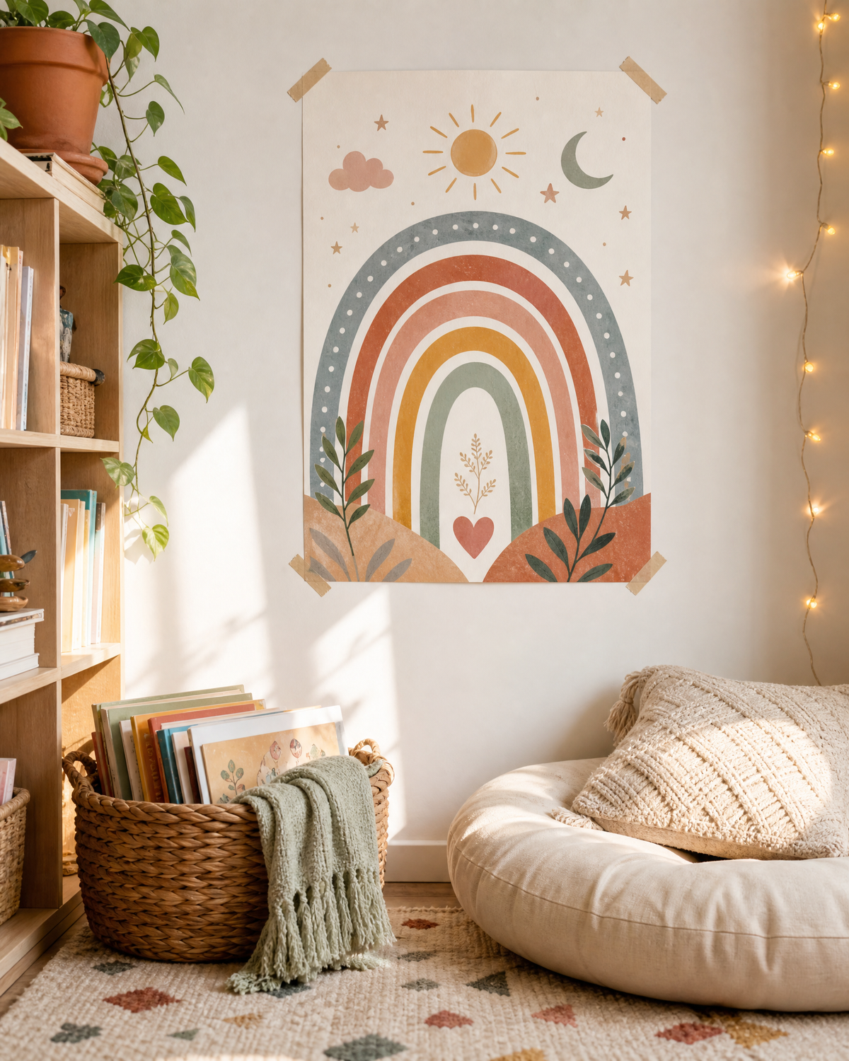 Welcome to Your Calming Corner Poster | SEL Classroom Decor | Boho Rainbow Mindfulness Wall Art | Kids Meditation Print | Digital Download