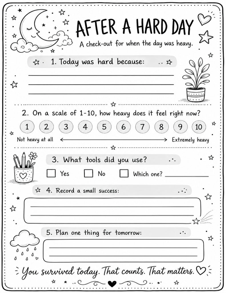 After a Hard Day Check‑Out — SEL Reflection Printable (Seasonal Set)