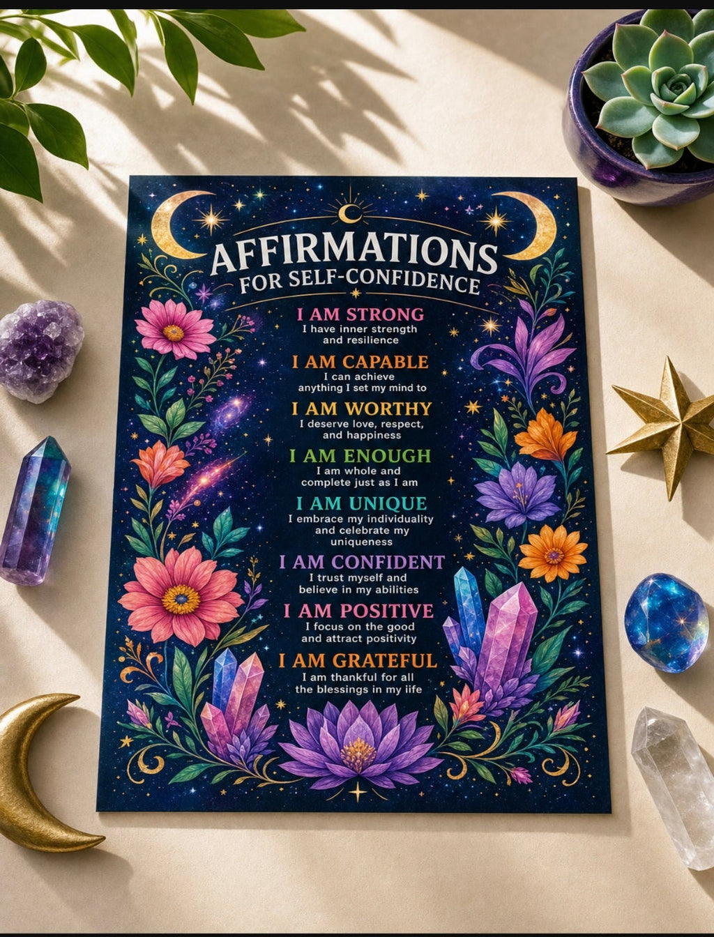 Vibrant Affirmation Printable Poster for Confidence & Positivity