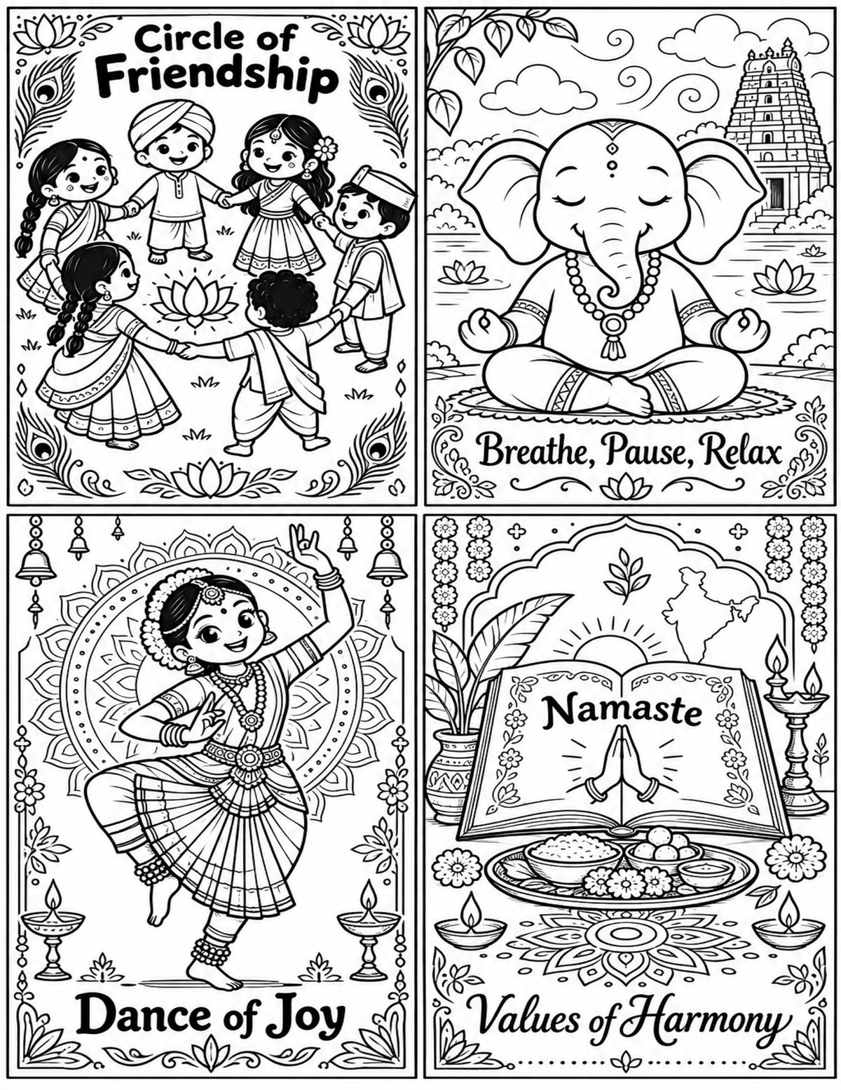 My India Coloring Book — Make Your Own Mini Book | 20 Pages + Cover | Kids Cut, Color & Assemble | Multicultural SEL Activities
