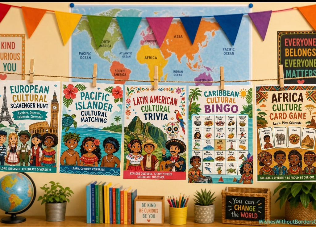 Multicultural Games Printable Activity Bundle for Kids | Classroom Diversity Worksheets | Instant Digital Download