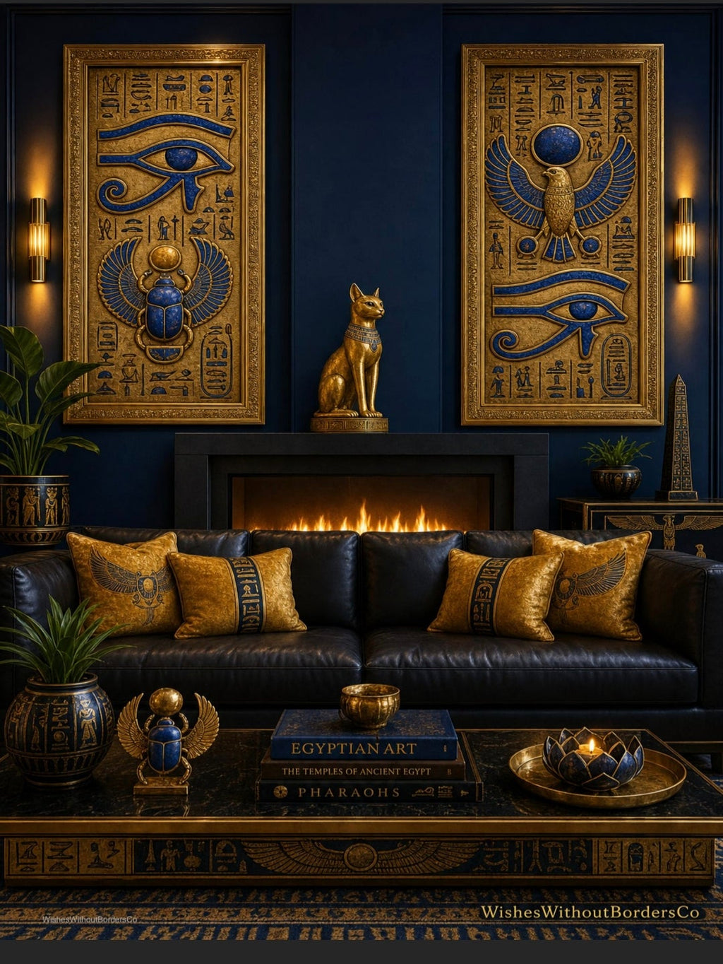 2-Piece Ancient Egyptian Wall Art Set | Eye of Horus & Scarab Beetle Digital Download | Kemetic Decor | Hieroglyphic Temple Printable Art