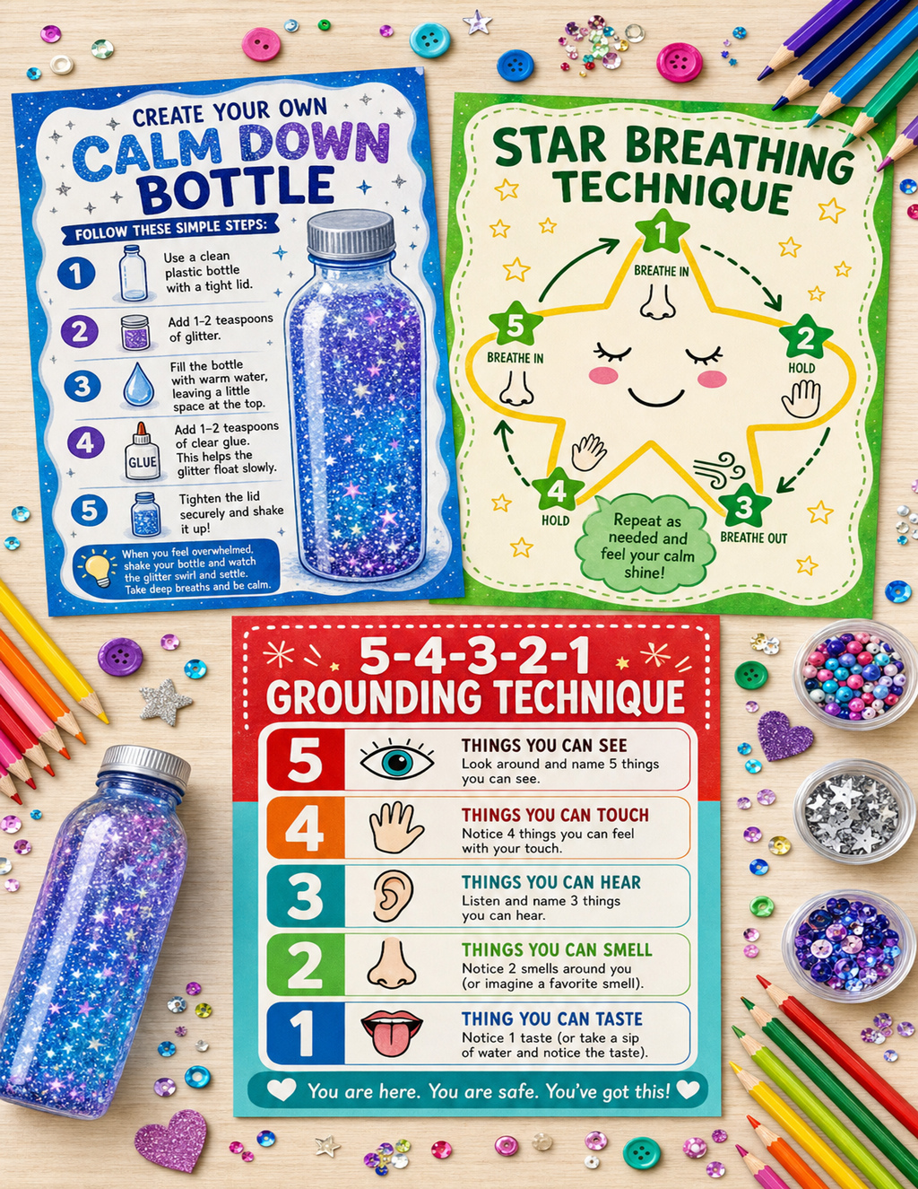 DIY Calm Down Bottle Printable for Kids — Mindfulness Sensory Activity Poster | Classroom & Home Decor | Instant Digital Download