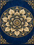 Navy & Gold Mandala Wall Art Set of 3 — Printable Digital Download, Boho Luxury Decor for Living Room, Bedroom & Meditation Space