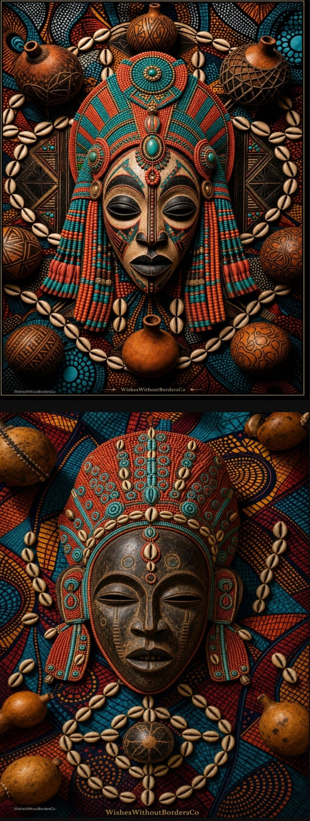-Piece African Wall Art Set | Tribal Mask Digital Download | Afrocentric Decor | Dan/Baule Inspired Printable Wall Art