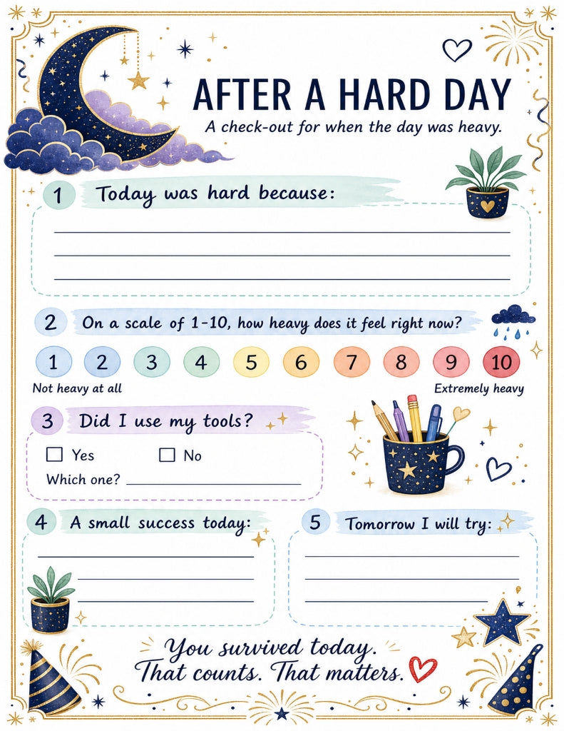 After a Hard Day Check‑Out — SEL Reflection Printable (Seasonal Set)