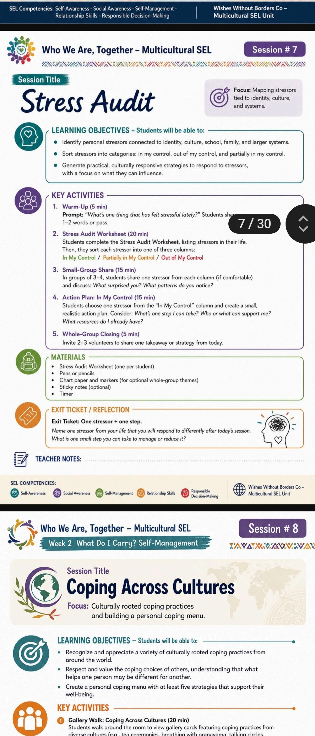 SEL 6 Weeks Curriculum, titled "Who We Are, Together," is a multicultural Social-Emotional Learning (SEL) unit designed for high school students in grades 9-12.