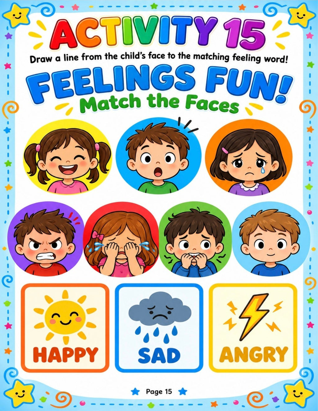 Printable Feelings & Emotions Activity Worksheets for Kids | 20 Interactive SEL Activity Pages(Digital PDF)