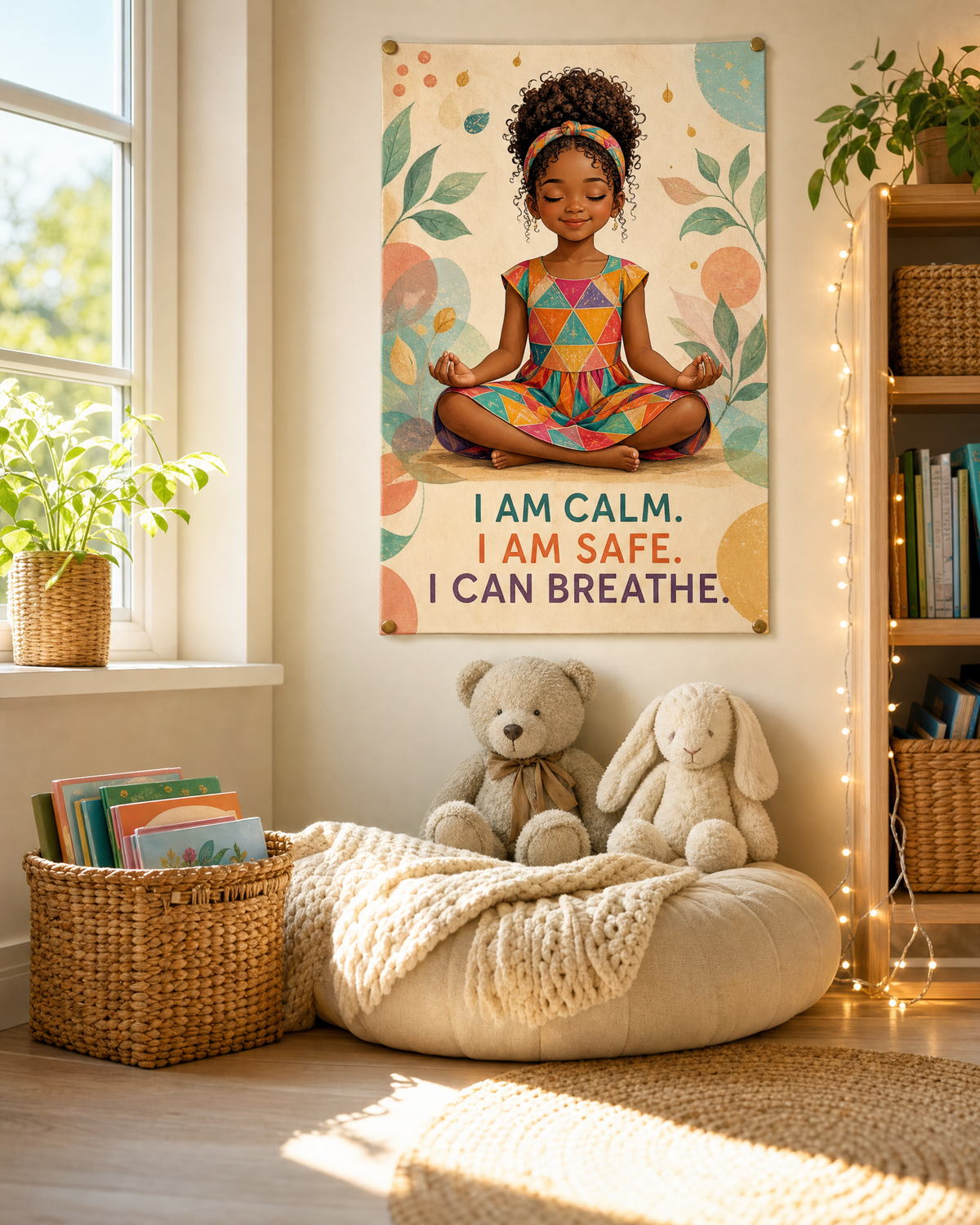Take a Deep Breath Poster | Mindfulness Wall Art | Diverse Calming Corner Decor | Meditation Print | You Belong Here | Digital Download